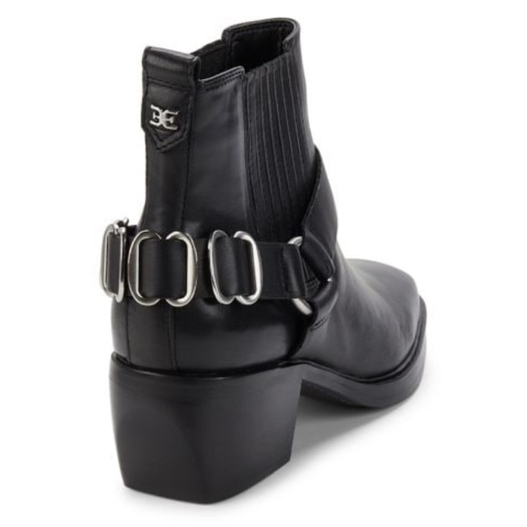 Sam Edelman Bellamie Block Heel Black Leather Booties 7 - Picture 4 of 8
